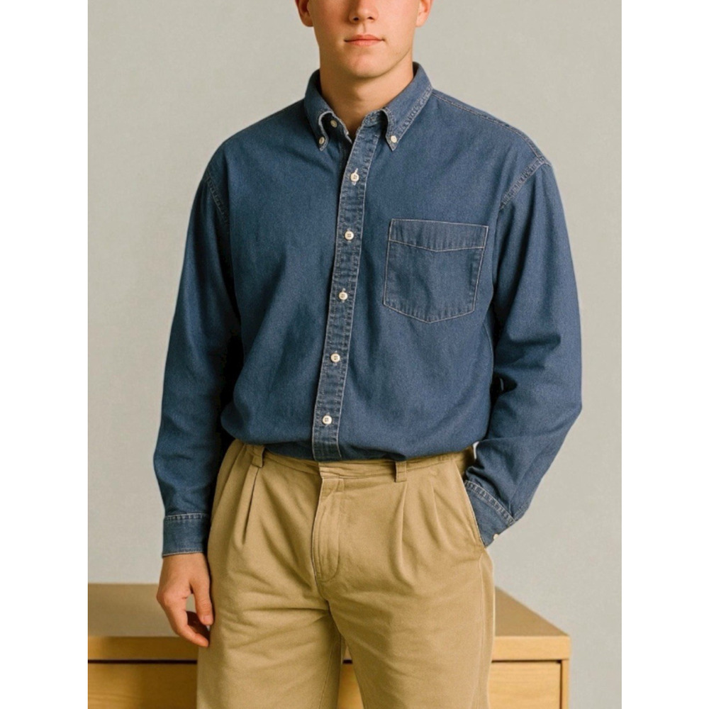 Vintage Gap Button Down Denim Pocket Shirt Long Sleeve Cotton Hong Kong Size XL - Picture 1 of 9
